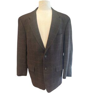 Ralph Ralph Lauren 100% Lambswool Brown Plaid Sport Coat Blazer Jacket 43R